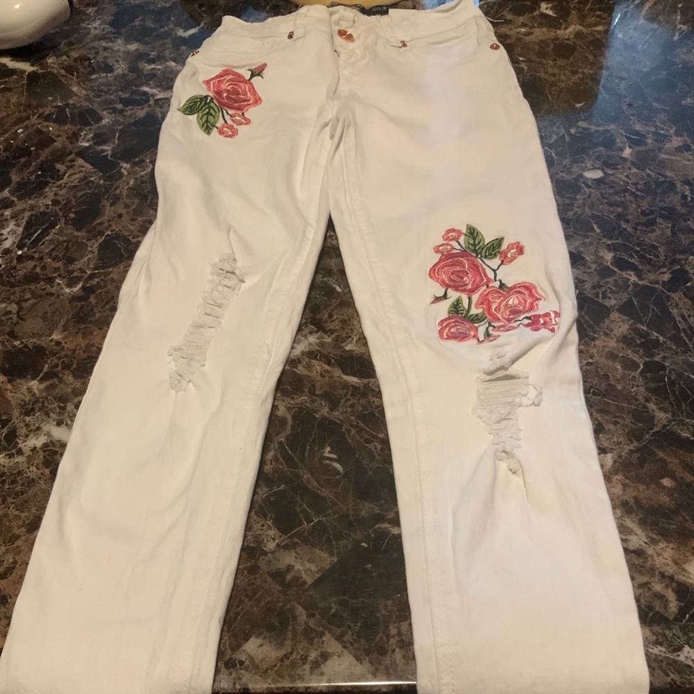 Blue Candy girls Jeans size 8 color white
